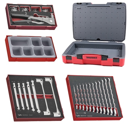 Teng Tools 100 Piece Double Flex Wrench, Ratchet Wrench & Rivet Gun Foam Kit TC-6T-20